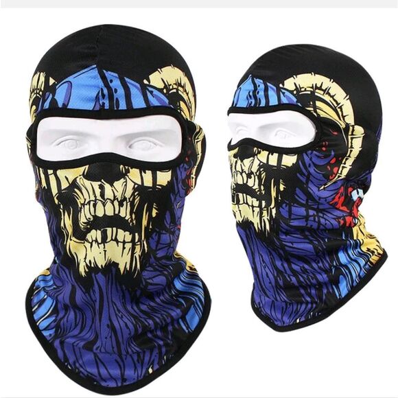 Tactical Skull Ghost Printed Full Face Mask Balaclava Halloween Ski Motorcycle - Picture 1 of 6